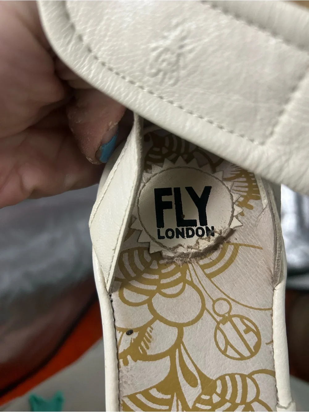 Fly London Cream Open-Toe Sandals with Floral Insole